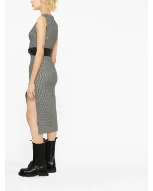 Alexander McQueen ハウンドトゥース アシンメトリーミディドレス - サムネイル3