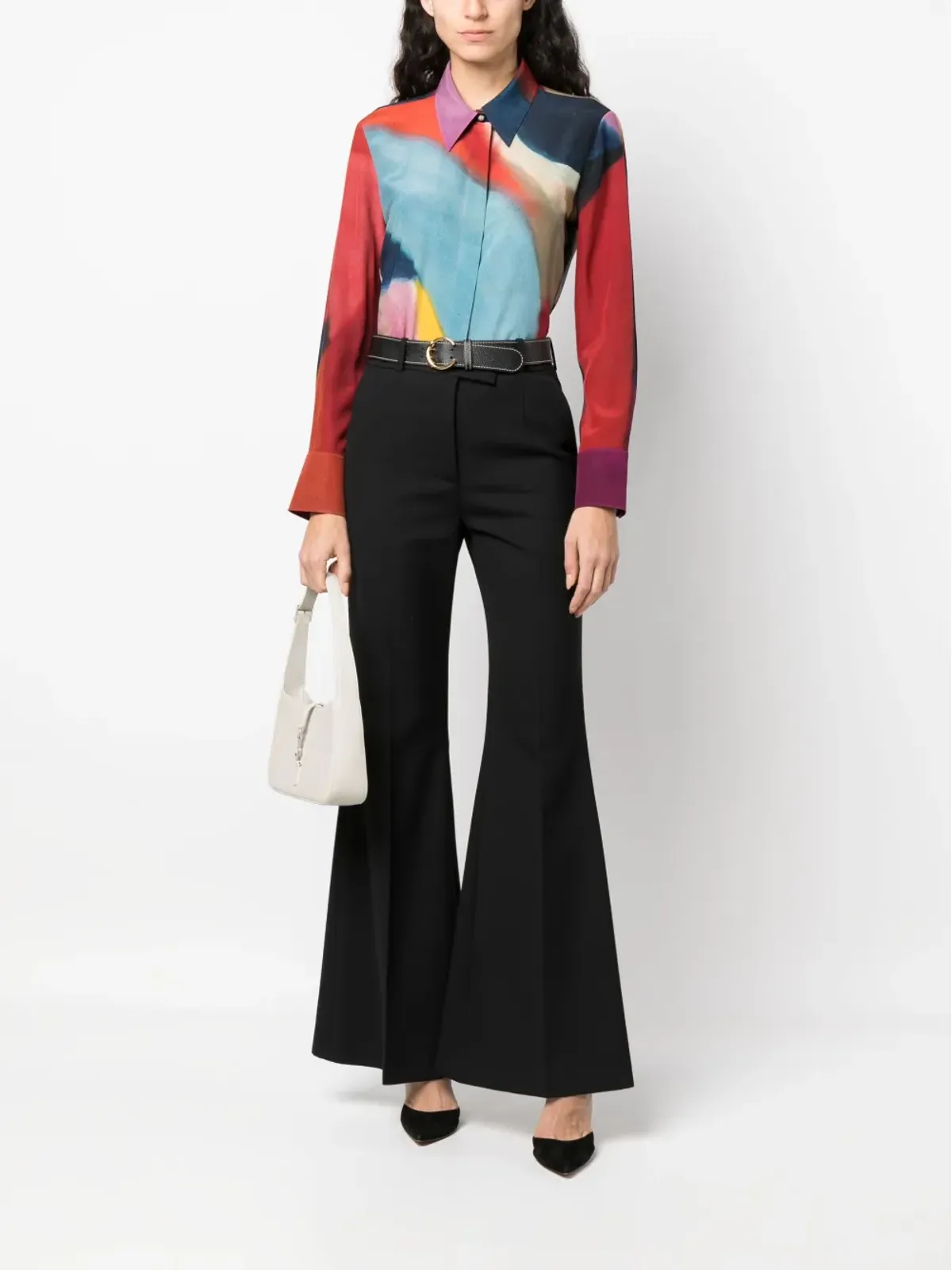 Chloé アブストラクトプリント シルクシャツ ブルー - 画像2