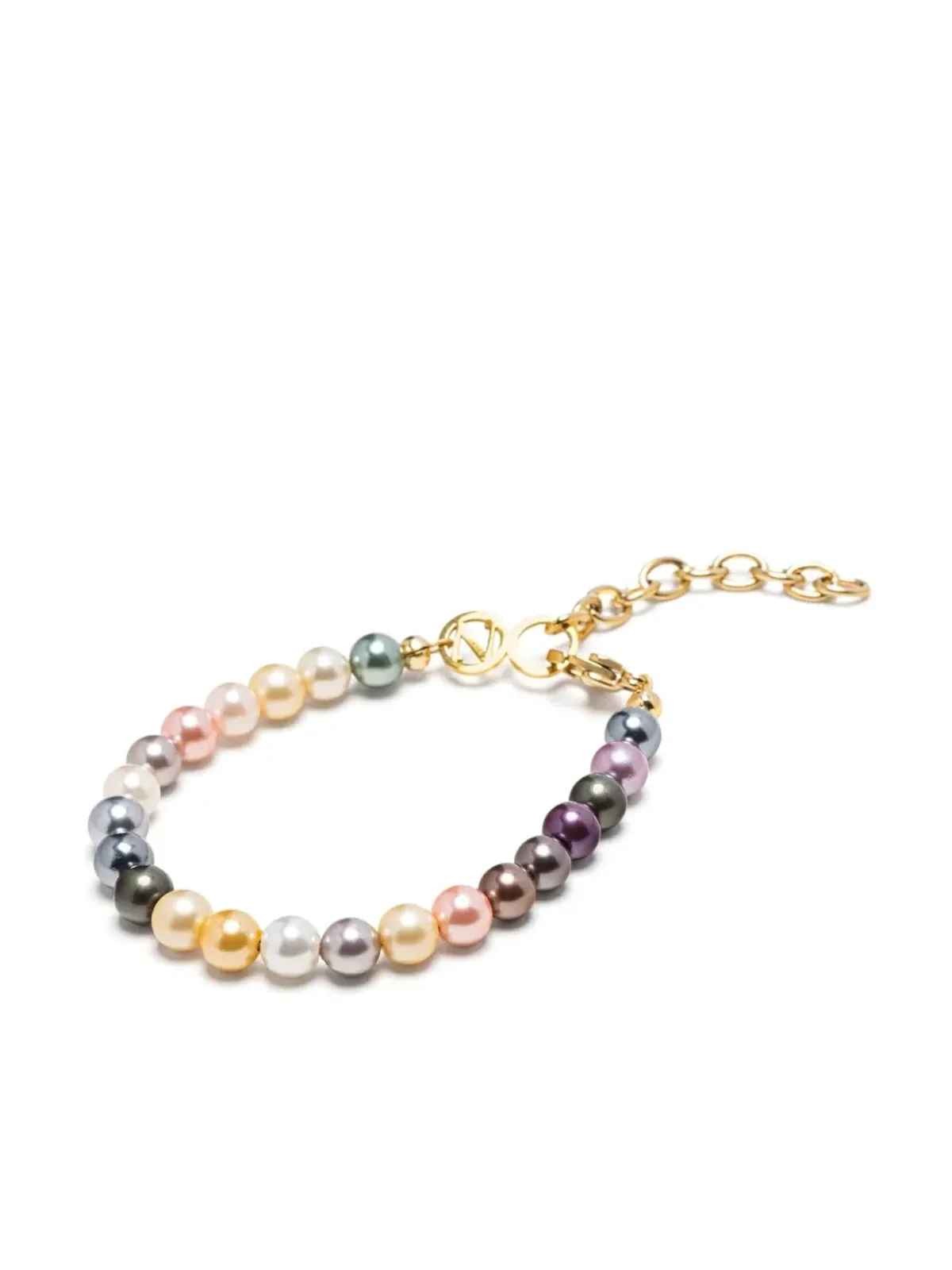 Nialaya Jewelry 虹色パールブレスレット - ゴールド - 画像2