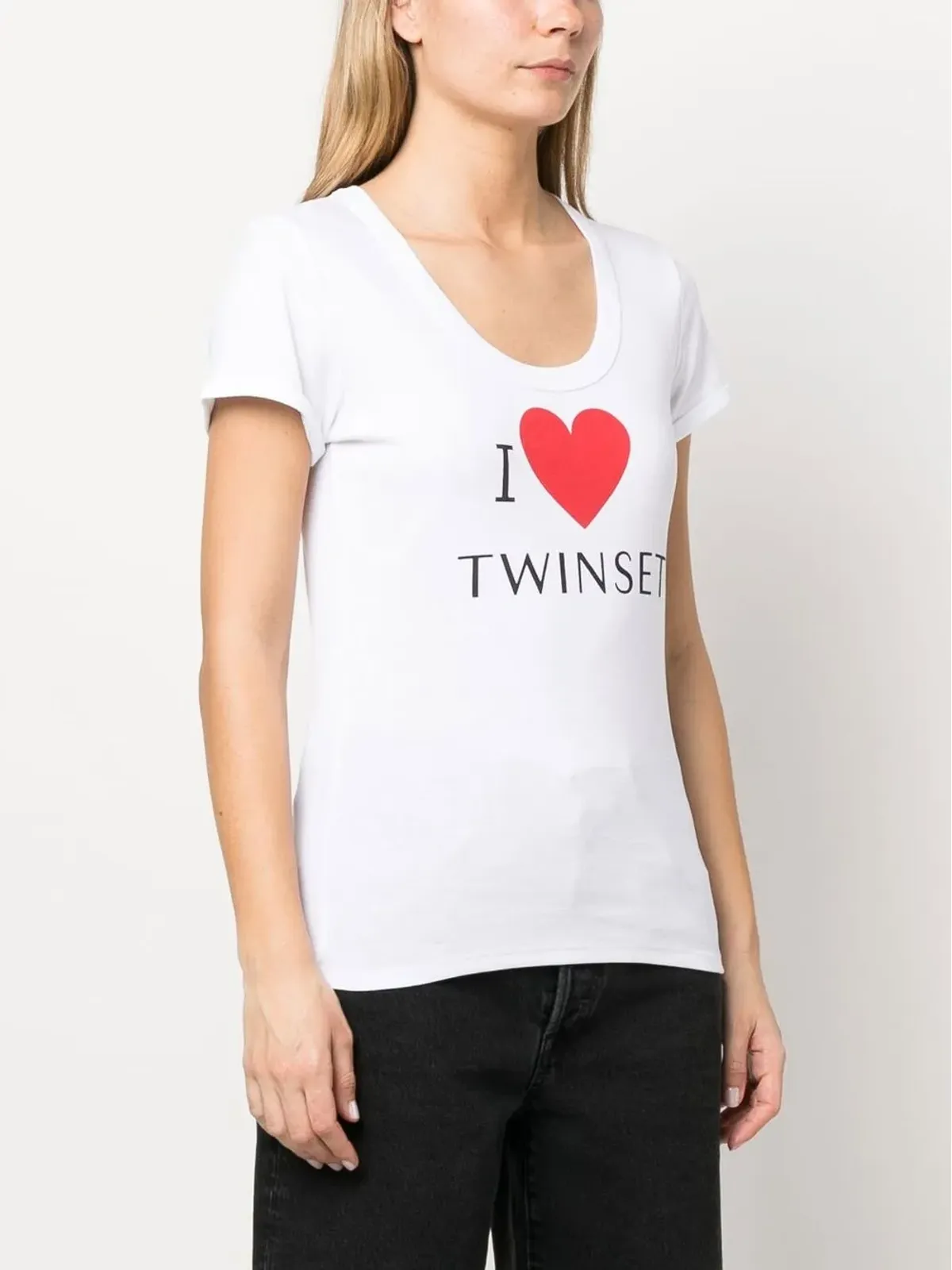 TWINSET ロゴディテール コットンTシャツ - 画像3