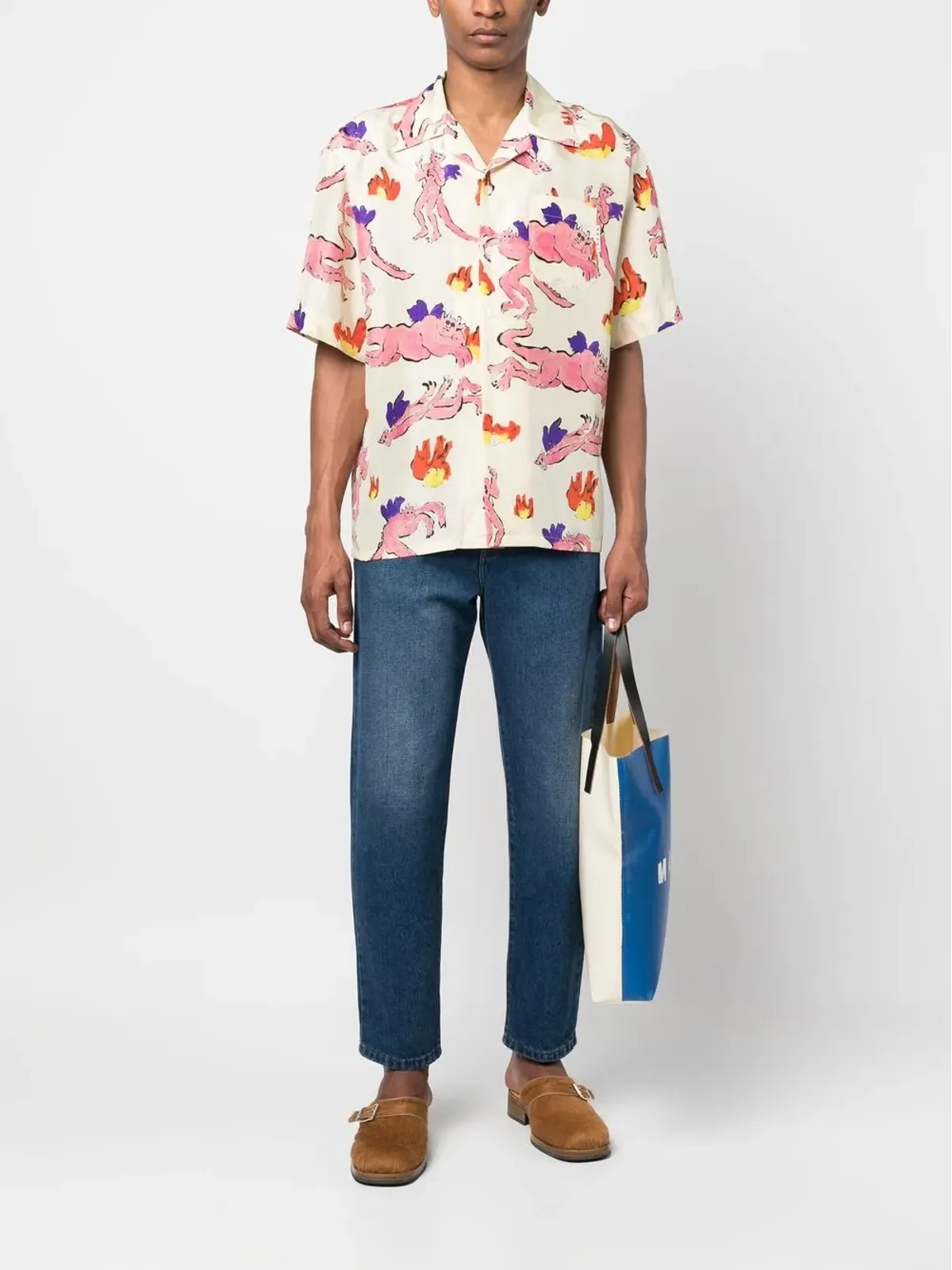 Marni グラフィックプリントシルクTシャツ - イエロー - 画像2