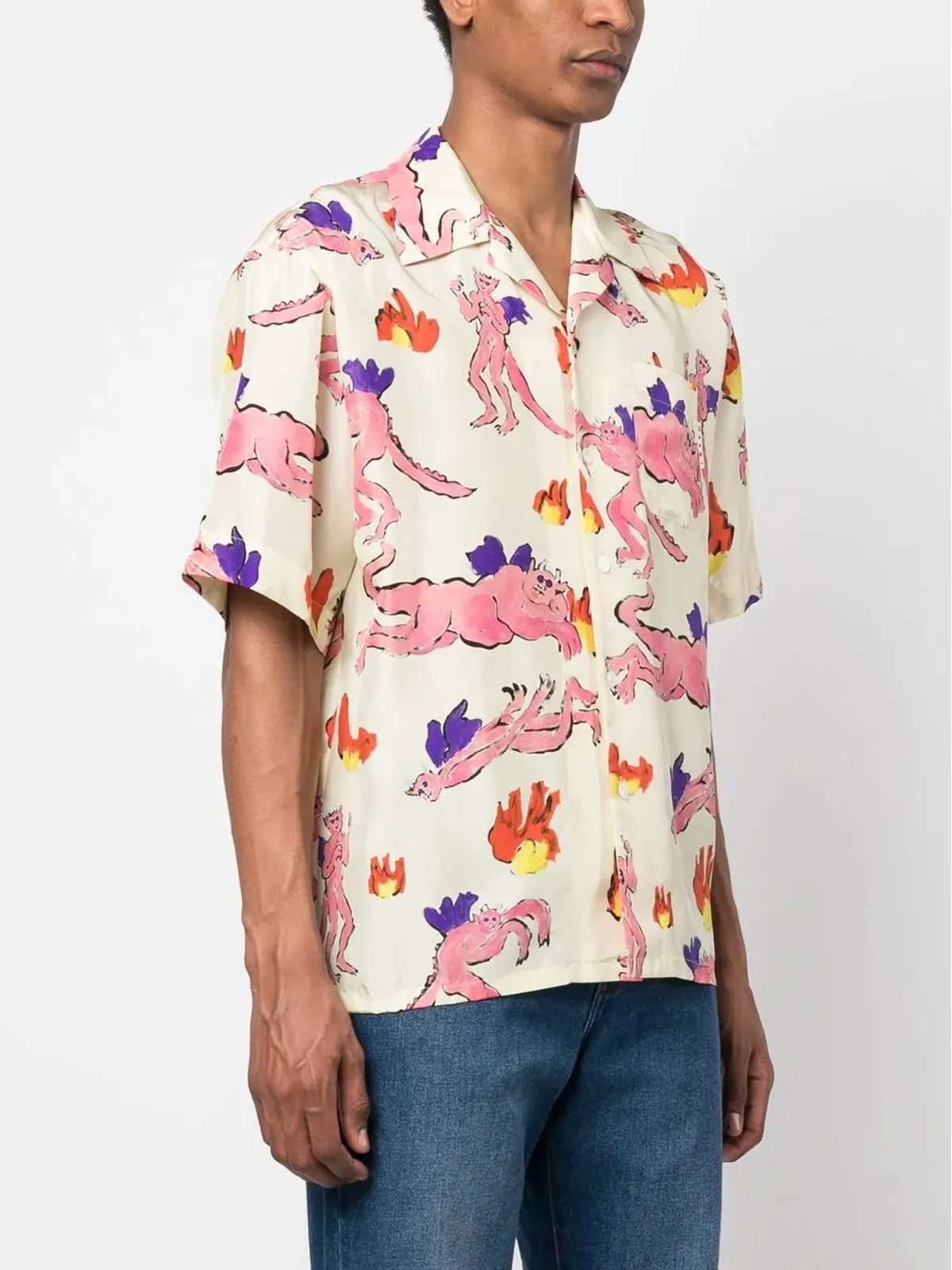 Marni グラフィックプリントシルクTシャツ - イエロー - 画像3