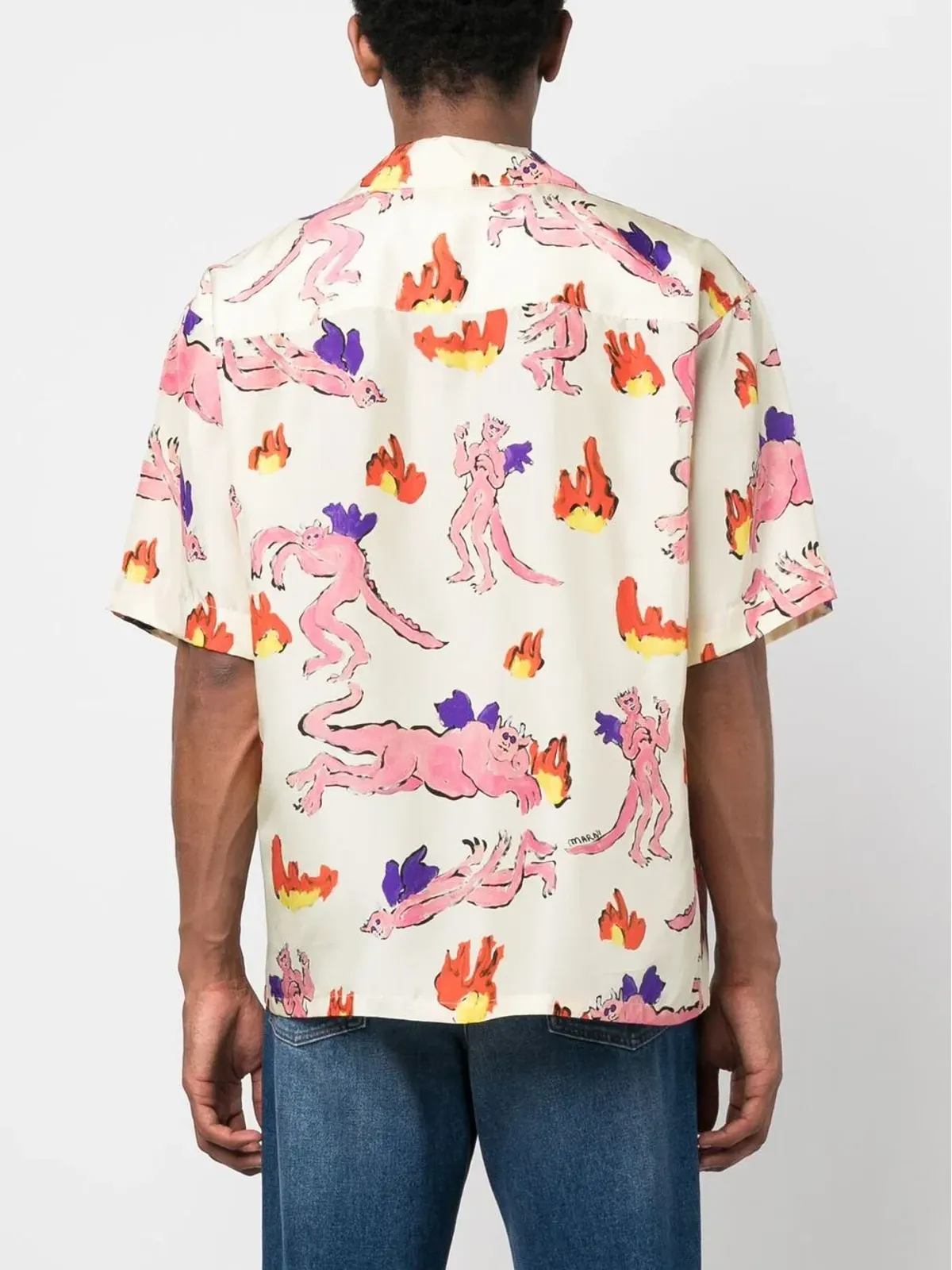 Marni グラフィックプリントシルクTシャツ - イエロー - 画像4