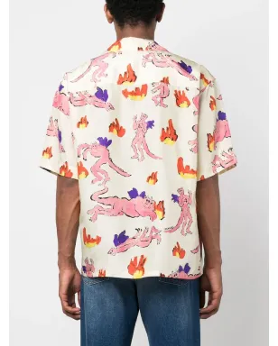 Marni グラフィックプリントシルクTシャツ - イエロー - サムネイル4