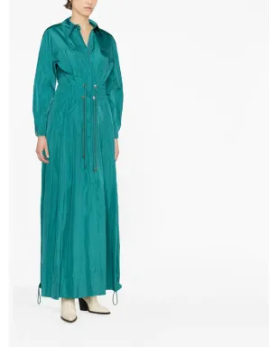 Alberta Ferretti タフタ ドローストリングウエスト マキシドレス グリーン - サムネイル2