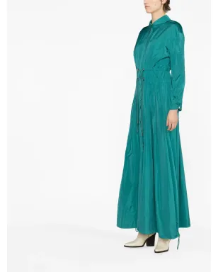 Alberta Ferretti タフタ ドローストリングウエスト マキシドレス グリーン - サムネイル3