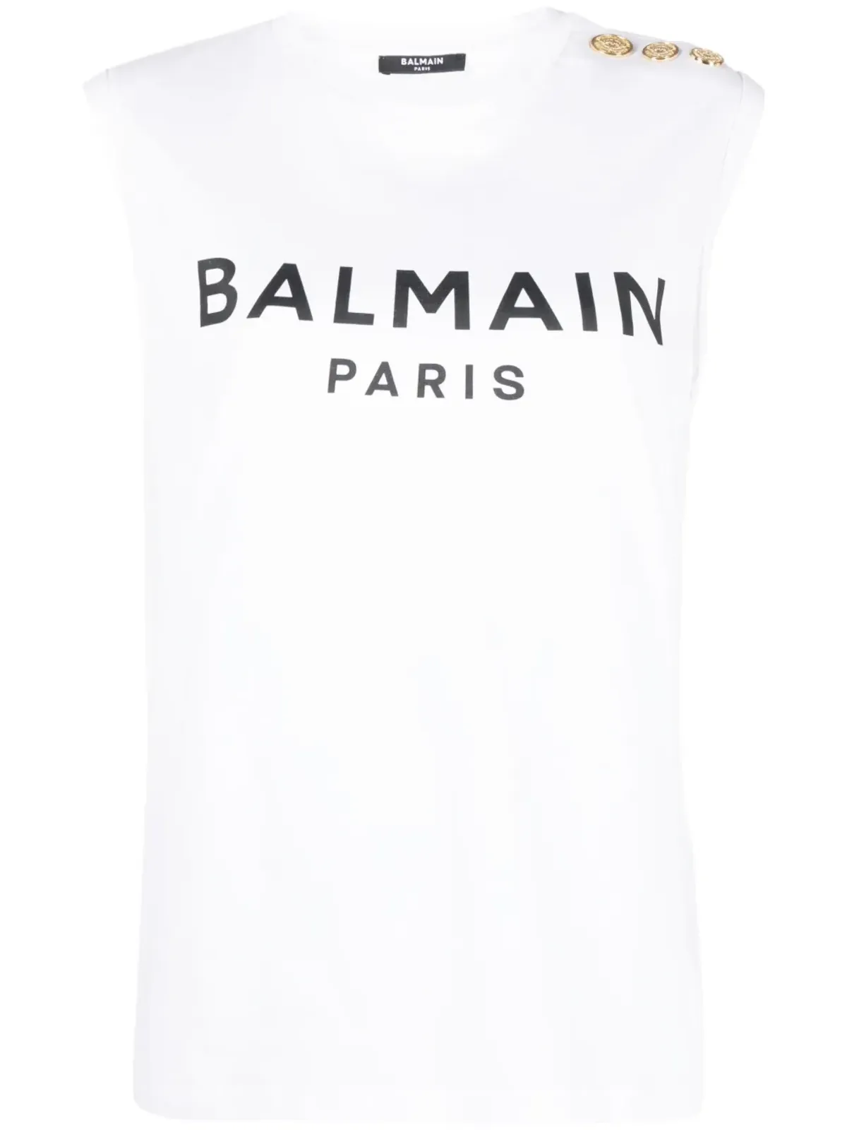 Balmain logo-print detail tank top - White - 画像1