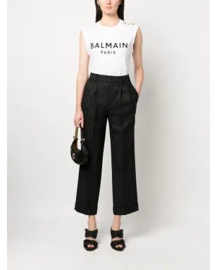 Balmain logo-print detail tank top - White - サムネイル2