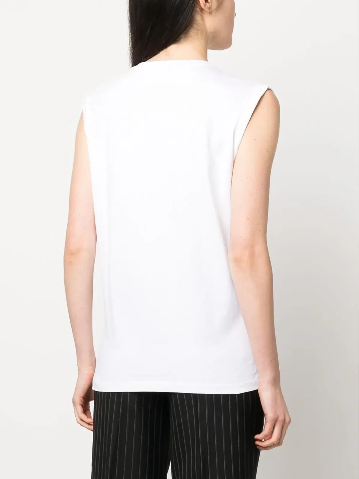 Balmain logo-print detail tank top - White - 画像4