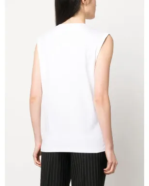 Balmain logo-print detail tank top - White - サムネイル4