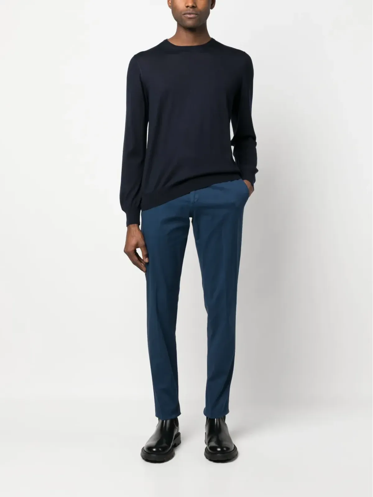 Lardini 細密編みウールスウェットシャツ - Blue - 画像2
