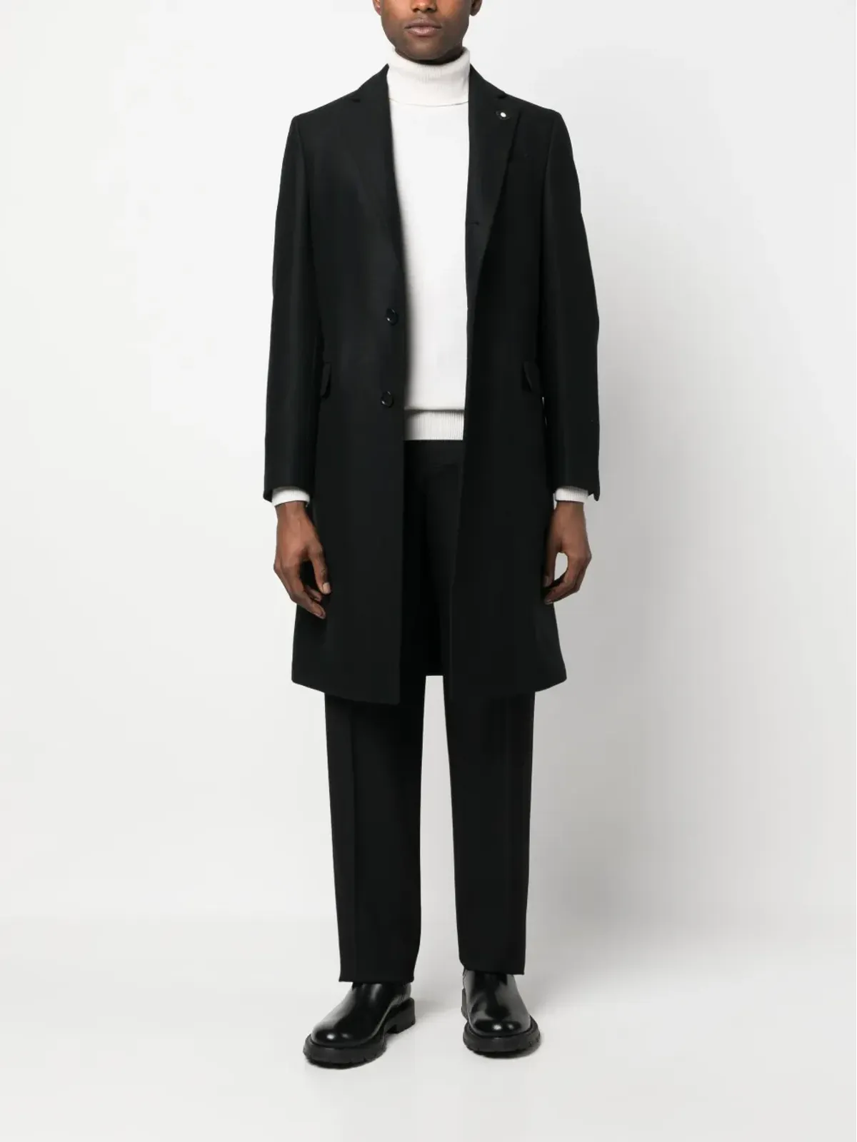 Lardini シングルブレスト ボックス型 ウールコート - 画像2