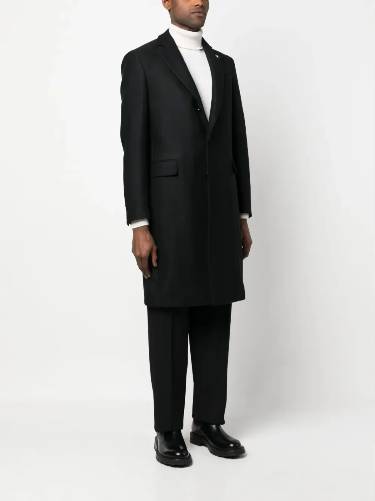 Lardini シングルブレスト ボックス型 ウールコート - 画像3