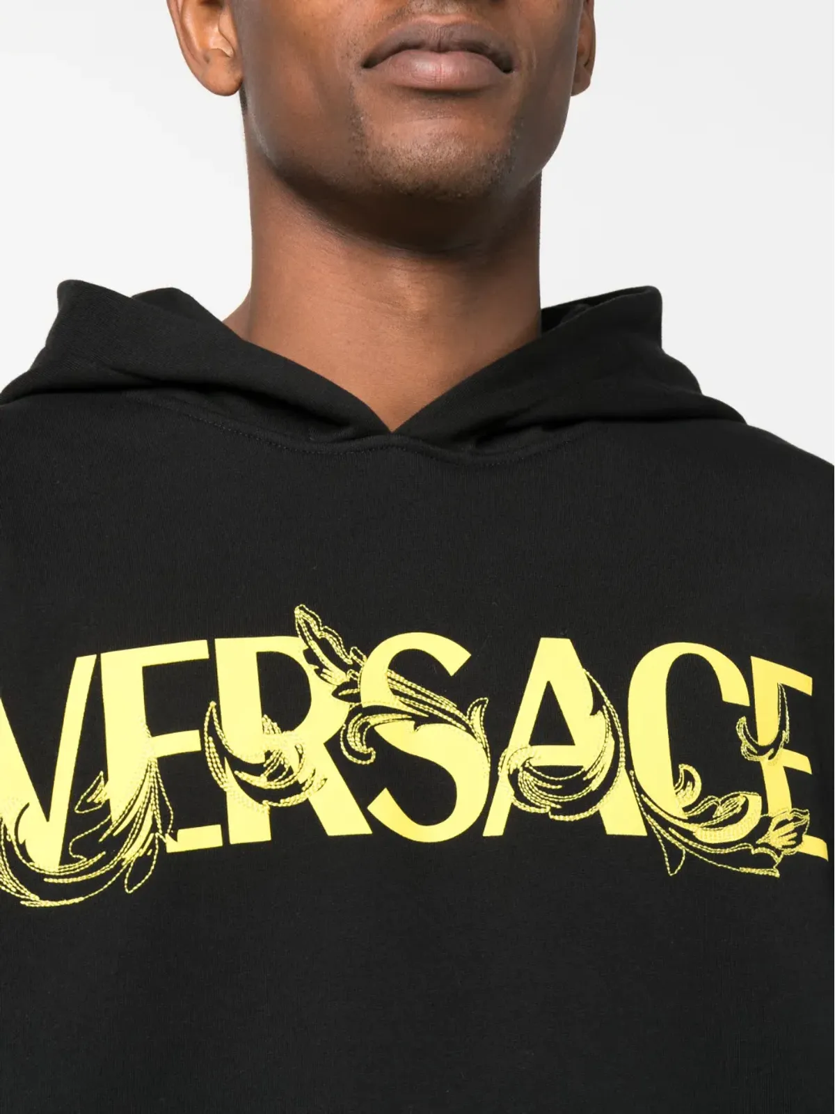 Versace ロゴプリントコットンフーディ - 画像5