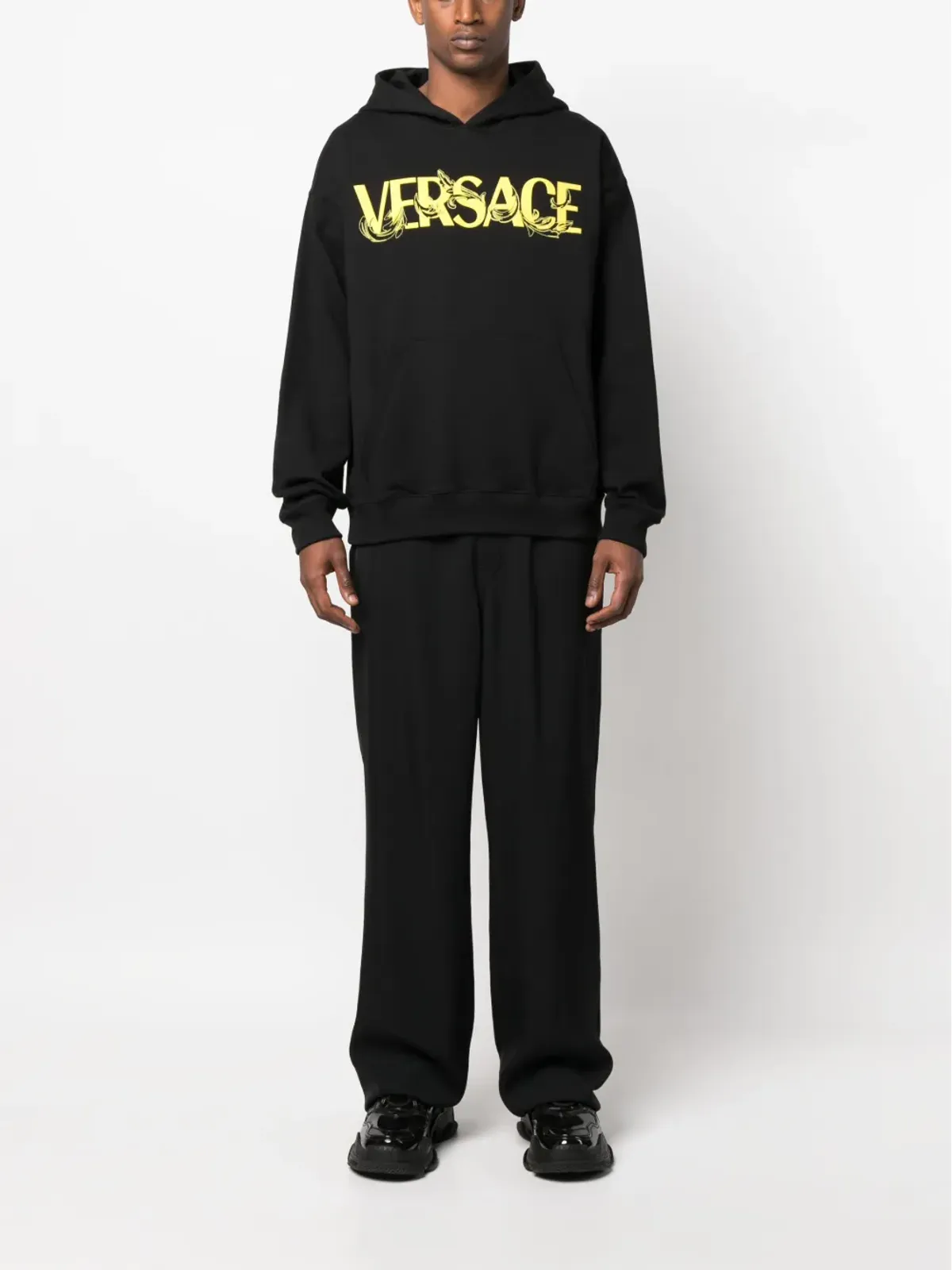 Versace ロゴプリントコットンフーディ - 画像2