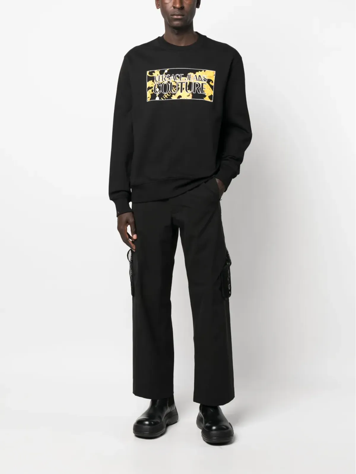 Versace Jeans Couture ロゴプリント コットン スウェットシャツ ブラック - 画像2