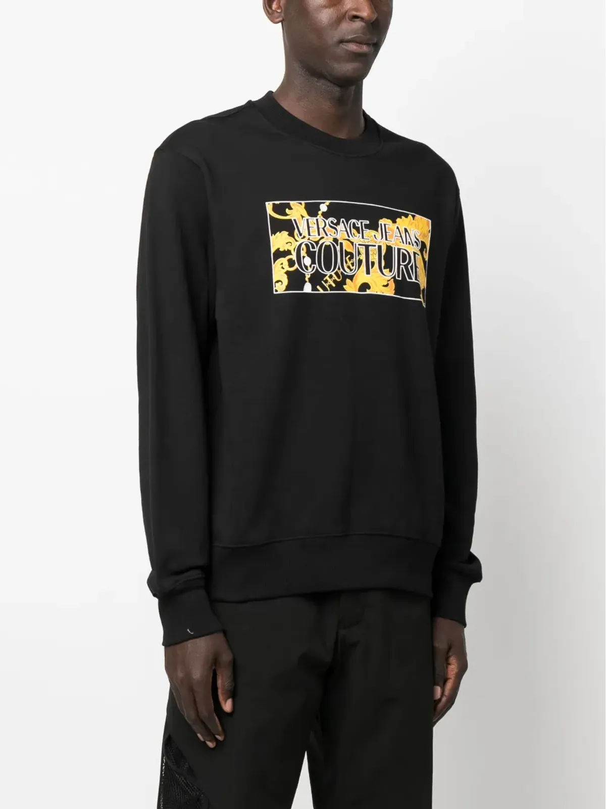 Versace Jeans Couture ロゴプリント コットン スウェットシャツ ブラック - 画像3