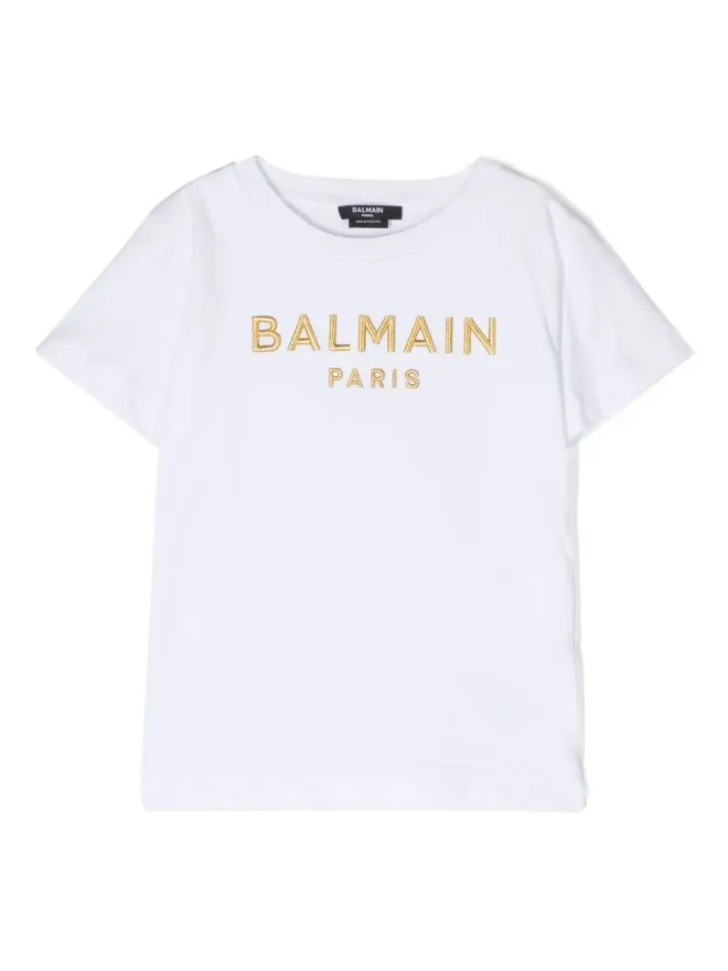 Balmain Kids Balmain Kids ロゴ刺繍コットンTシャツの商品画像