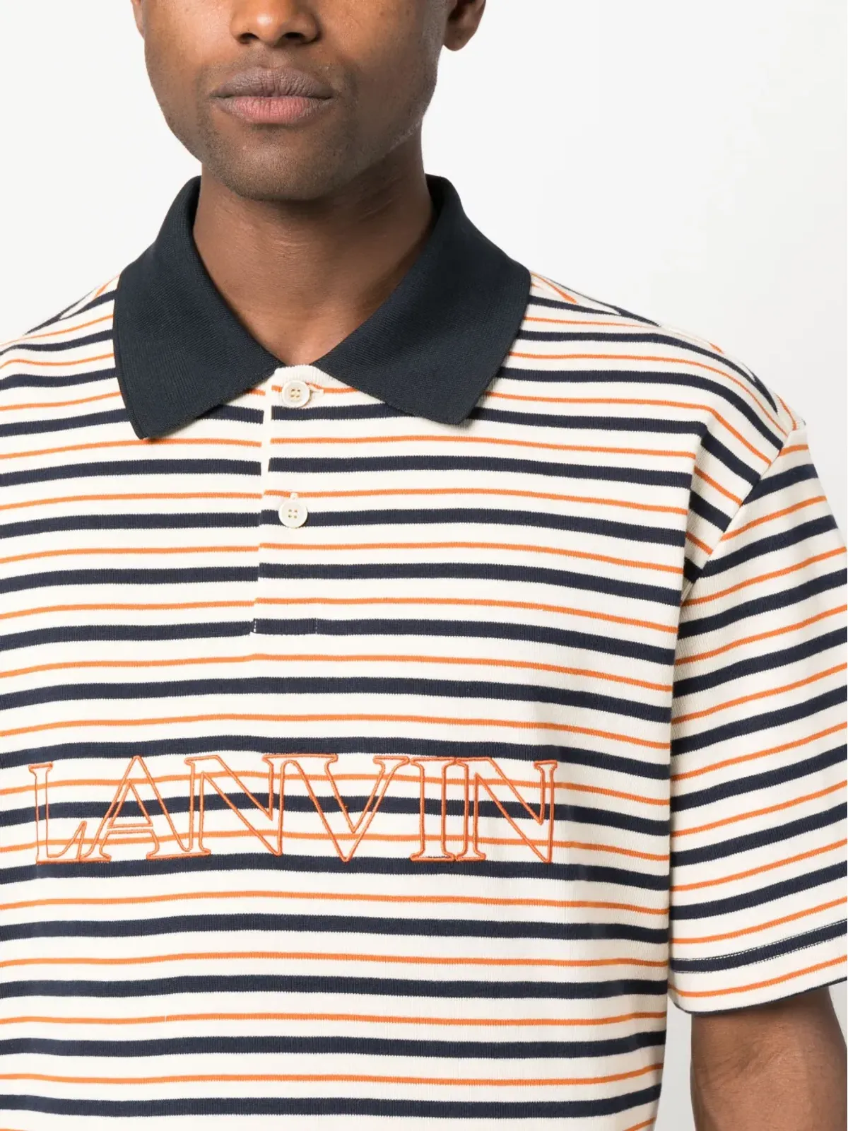 Lanvin ロゴ刺繍ストライプポロシャツ - 画像5
