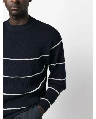 Giorgio Armani ストライプリブ編みセーター ブルー - サムネイル5