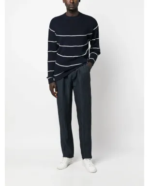 Giorgio Armani ストライプリブ編みセーター ブルー - サムネイル2