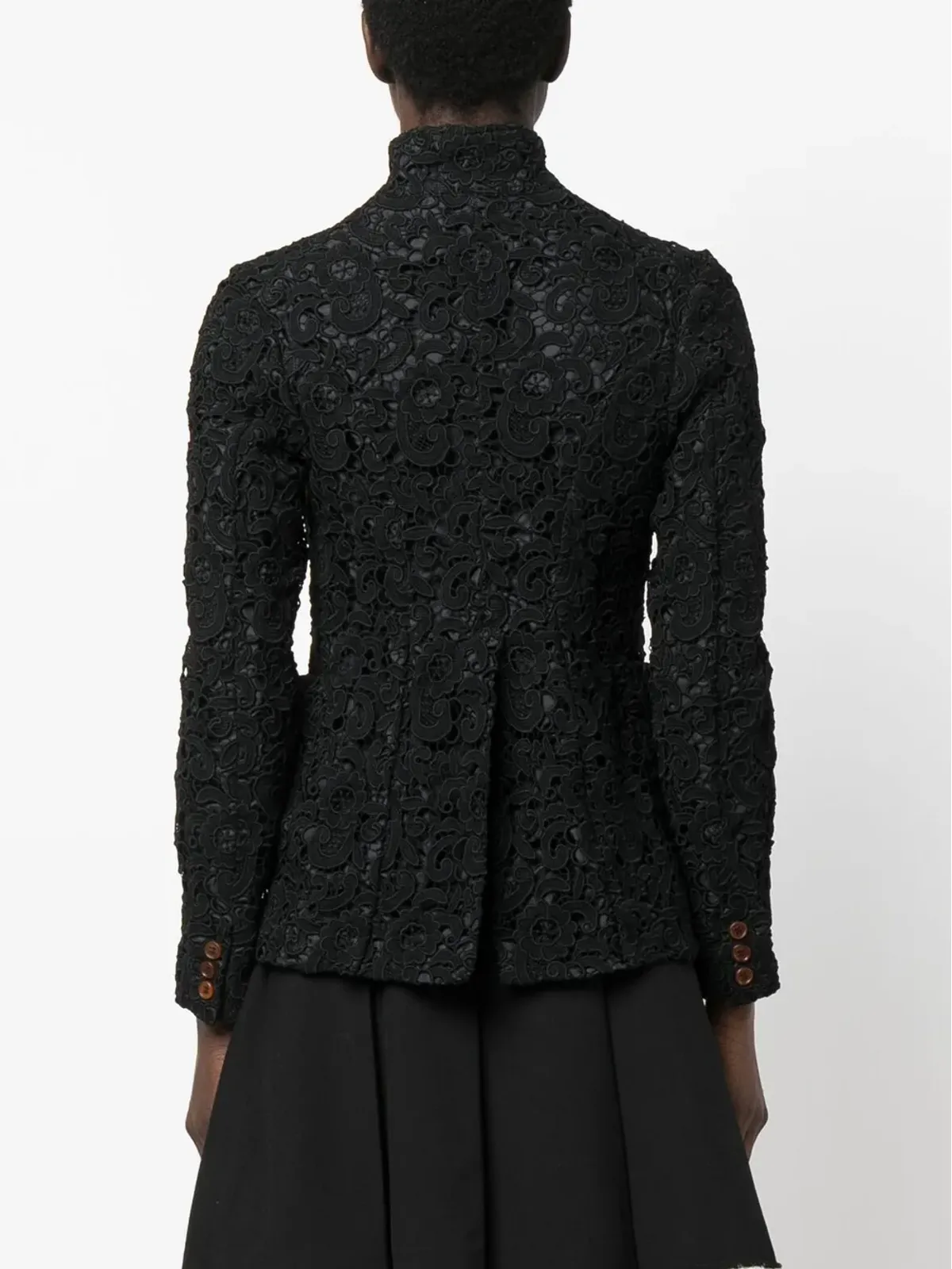 Comme Des Garçons Comme Des Garçons 花柄刺繍入りボタンアップジャケット - ブラック - 画像4