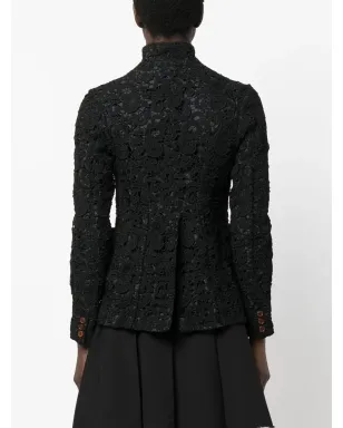 Comme Des Garçons Comme Des Garçons 花柄刺繍入りボタンアップジャケット - ブラック - サムネイル4