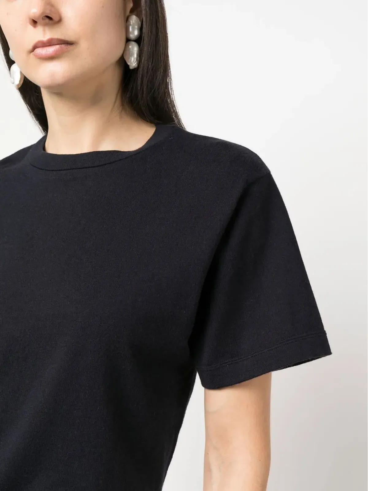 extreme cashmere 半袖コットン混紡Tシャツ ネイビー - 画像5