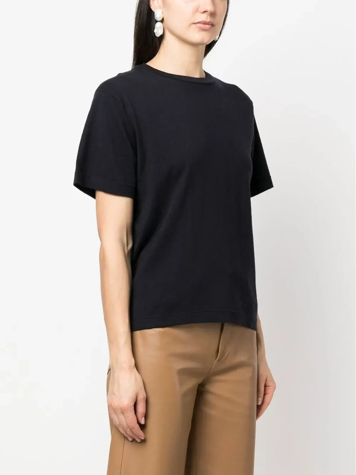 extreme cashmere 半袖コットン混紡Tシャツ ネイビー - 画像3