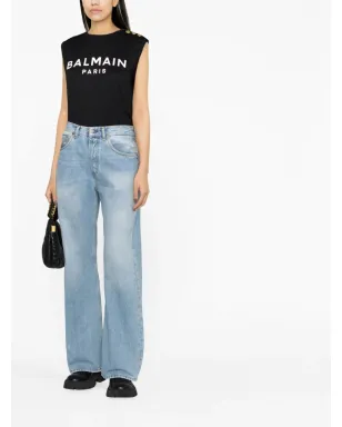 Balmain ロゴプリント ボタン装飾 トップ - サムネイル2