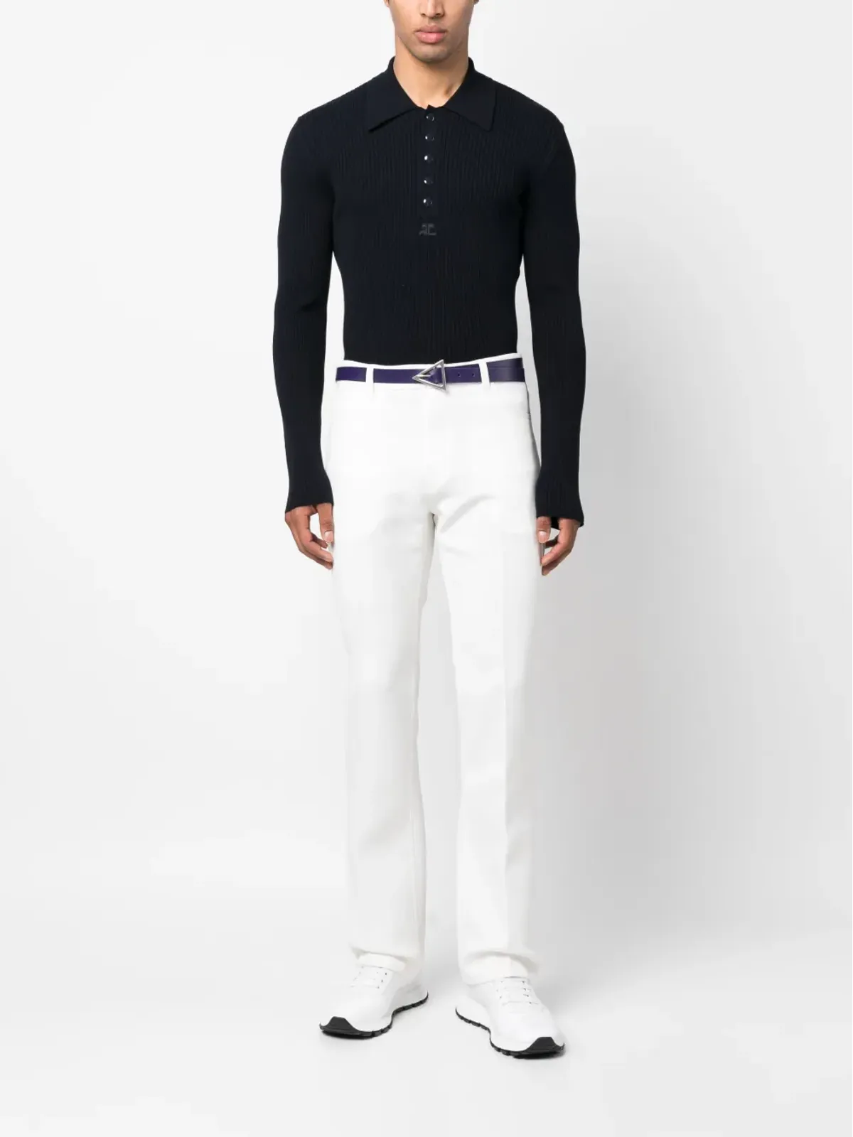 Courrèges ブーツカット ツイル テーラードパンツ - 画像2