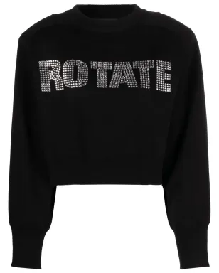 ROTATE BIRGER CHRISTENSEN 黒の長袖クロップドスウェット - サムネイル1