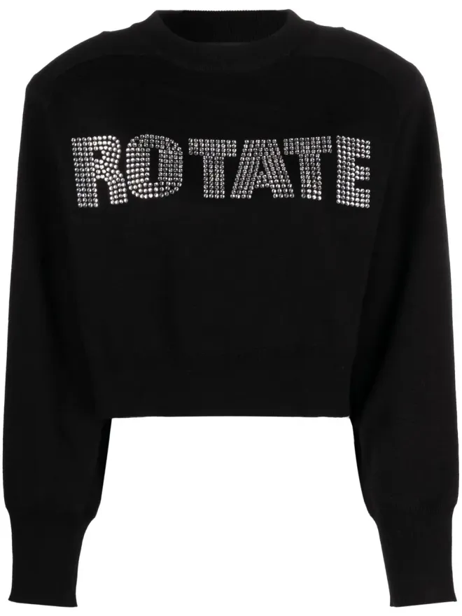 ROTATE BIRGER CHRISTENSEN ROTATE BIRGER CHRISTENSEN 黒の長袖クロップドスウェットの商品画像