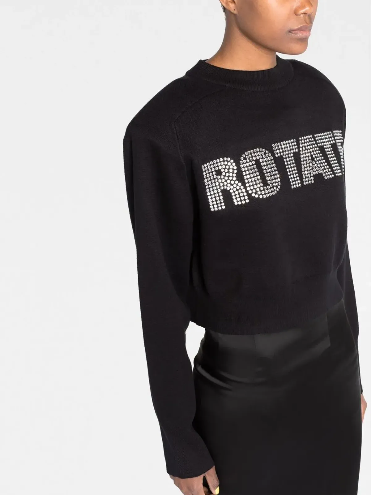 ROTATE BIRGER CHRISTENSEN 黒の長袖クロップドスウェット - 画像5