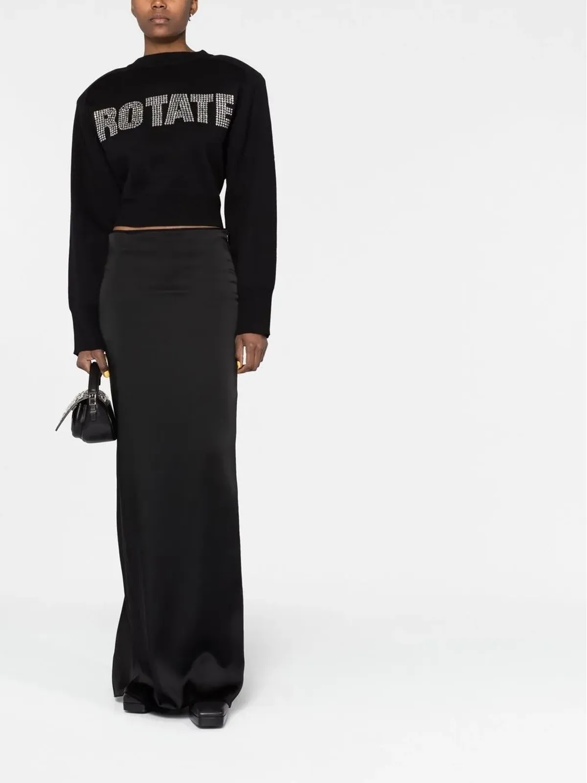 ROTATE BIRGER CHRISTENSEN 黒の長袖クロップドスウェット - 画像2