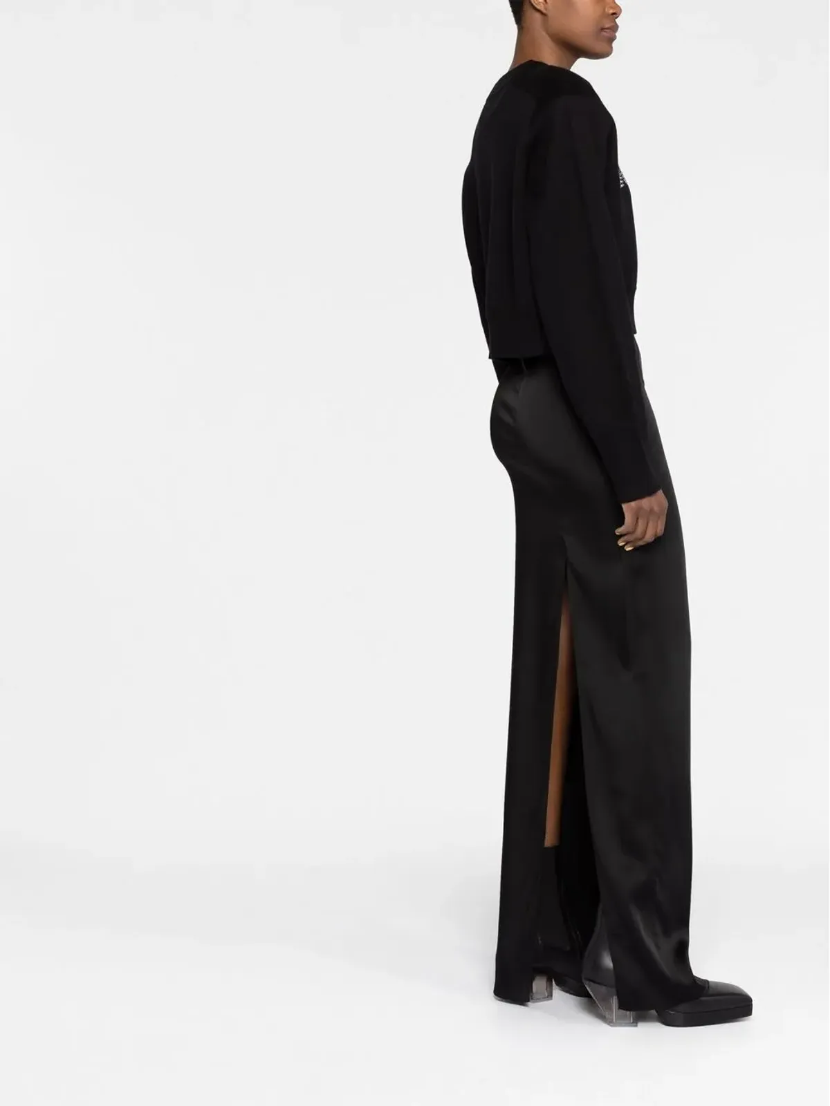 ROTATE BIRGER CHRISTENSEN 黒の長袖クロップドスウェット - 画像4