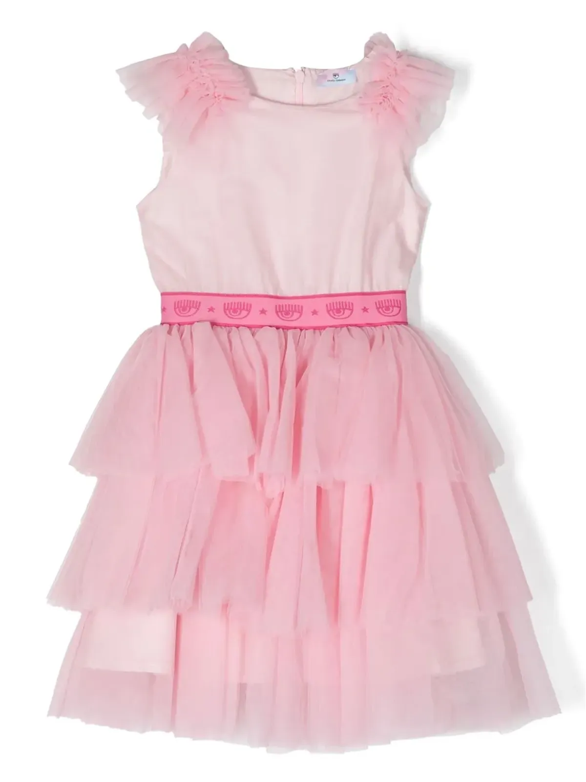 Chiara Ferragni Kids ラッフルロゴドレス - ピンク - 画像1