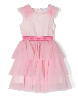 Chiara Ferragni Kids ラッフルロゴドレス - ピンク - サムネイル1