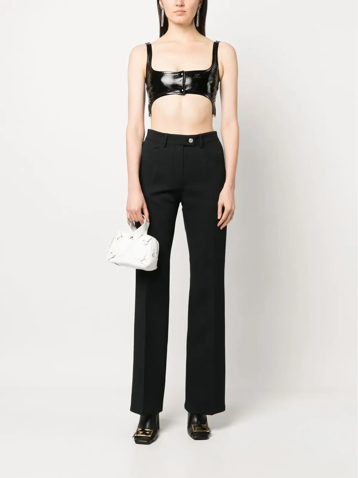 Courrèges ローライズ ブーツカットパンツ - ブラック - 画像2