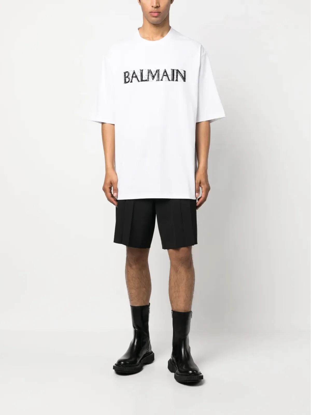 Balmain クリスタルロゴ コットン Tシャツ - 画像2
