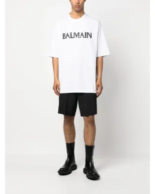 Balmain クリスタルロゴ コットン Tシャツ - サムネイル2