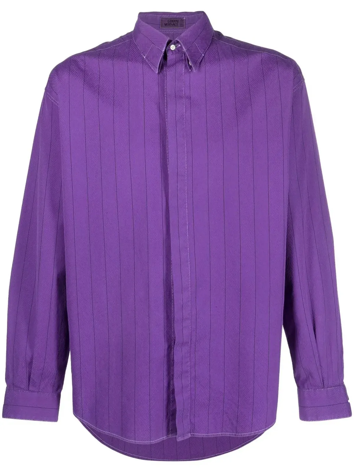 Versace Pre-Owned 1980s striped button-down shirt - 1980年代ストライプ ボタンダウンシャツ - パープル - 画像1