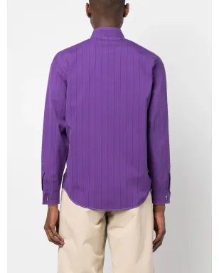 Versace Pre-Owned 1980s striped button-down shirt - 1980年代ストライプ ボタンダウンシャツ - パープル - サムネイル4