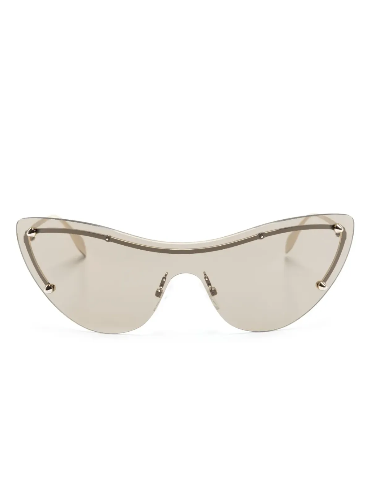 Alexander McQueen Eyewear Spike-stud detail cat-eye mask sunglasses - Gold - 画像1