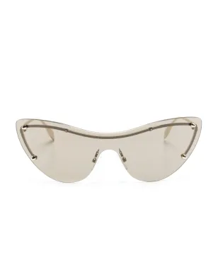 Alexander McQueen Eyewear Spike-stud detail cat-eye mask sunglasses - Gold - サムネイル1