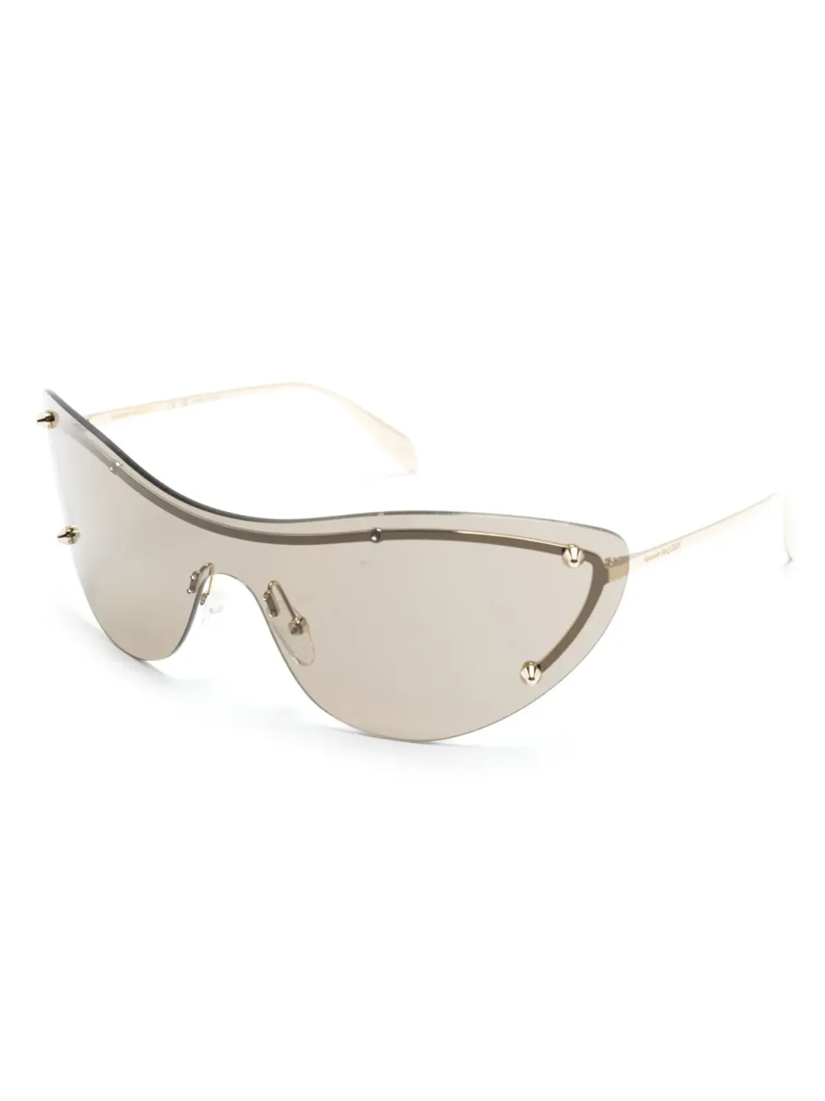 Alexander McQueen Eyewear Spike-stud detail cat-eye mask sunglasses - Gold - 画像2
