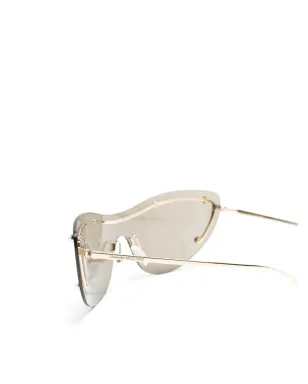 Alexander McQueen Eyewear Spike-stud detail cat-eye mask sunglasses - Gold - サムネイル3