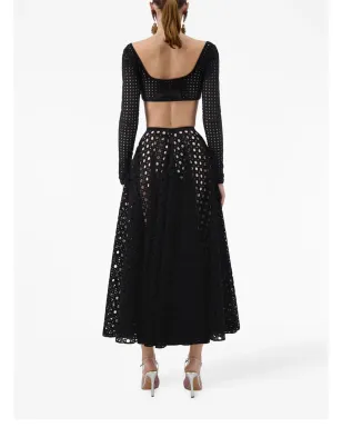 Giambattista Valli リボンディテールのクロシェ編みクロップドトップ ブラック - サムネイル4