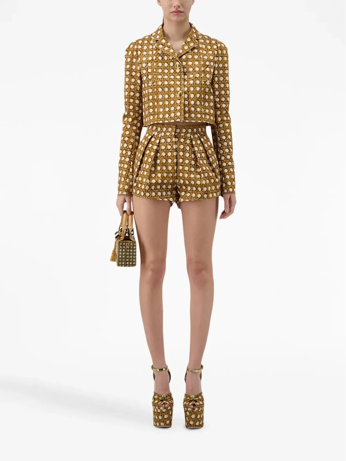 Giambattista Valli ヴィエナ麦わらプリーツショーツ（ブラウン） - 画像2