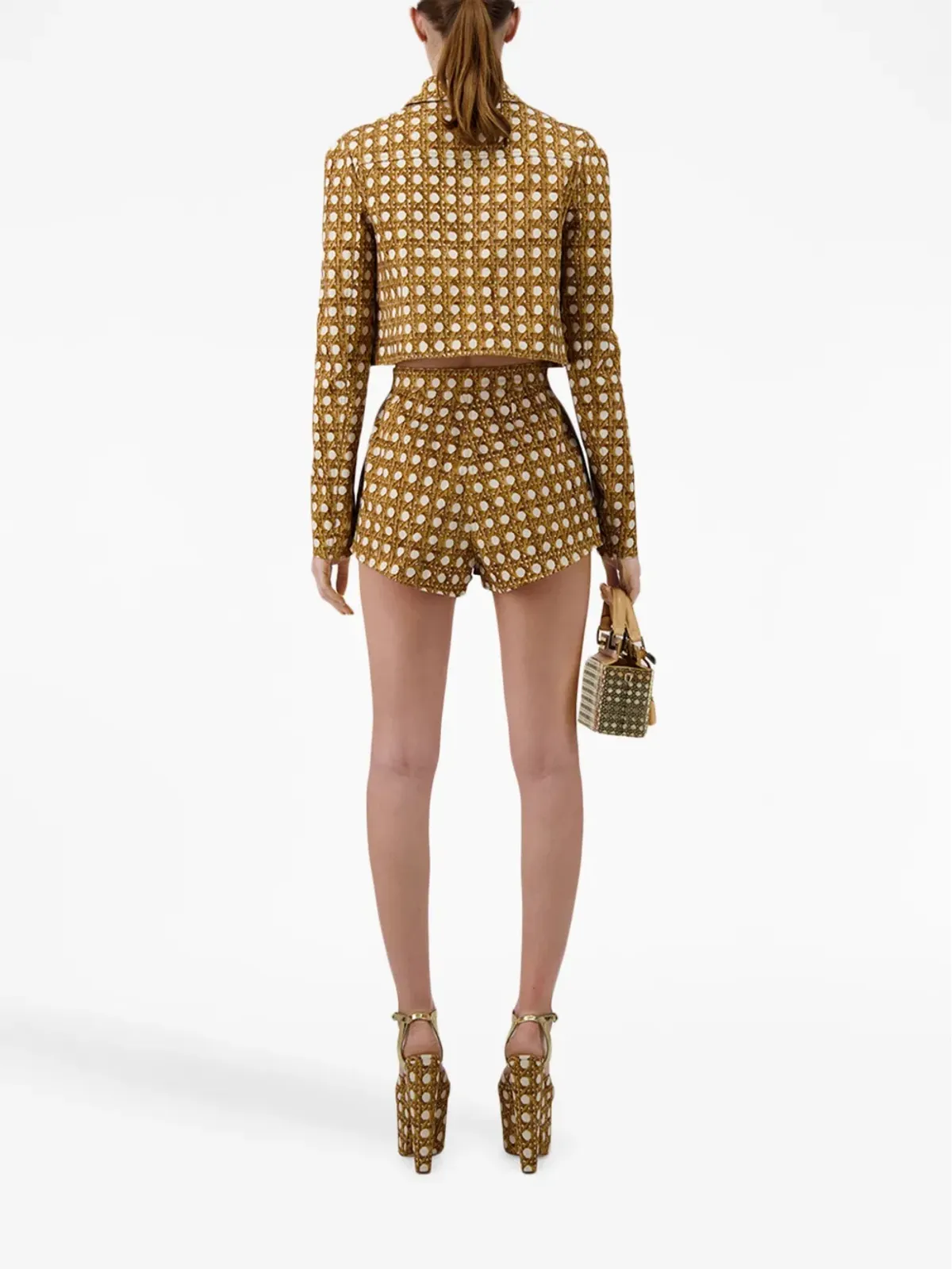 Giambattista Valli ヴィエナ麦わらプリーツショーツ（ブラウン） - 画像4